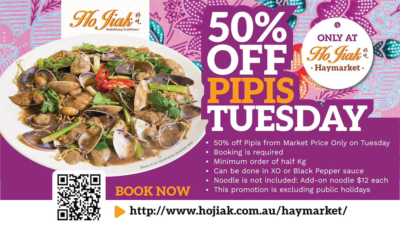 Enjoy 50% OFF Pipis starting next Tuesday at Hojiak Haymarket. Gather your friends and dive into this irresistible deal!Book Now