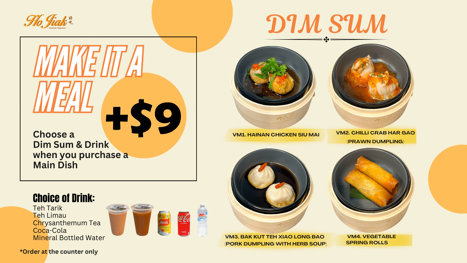 Make it a meal for just +$9 with our delicious dim sum and selected drinks!